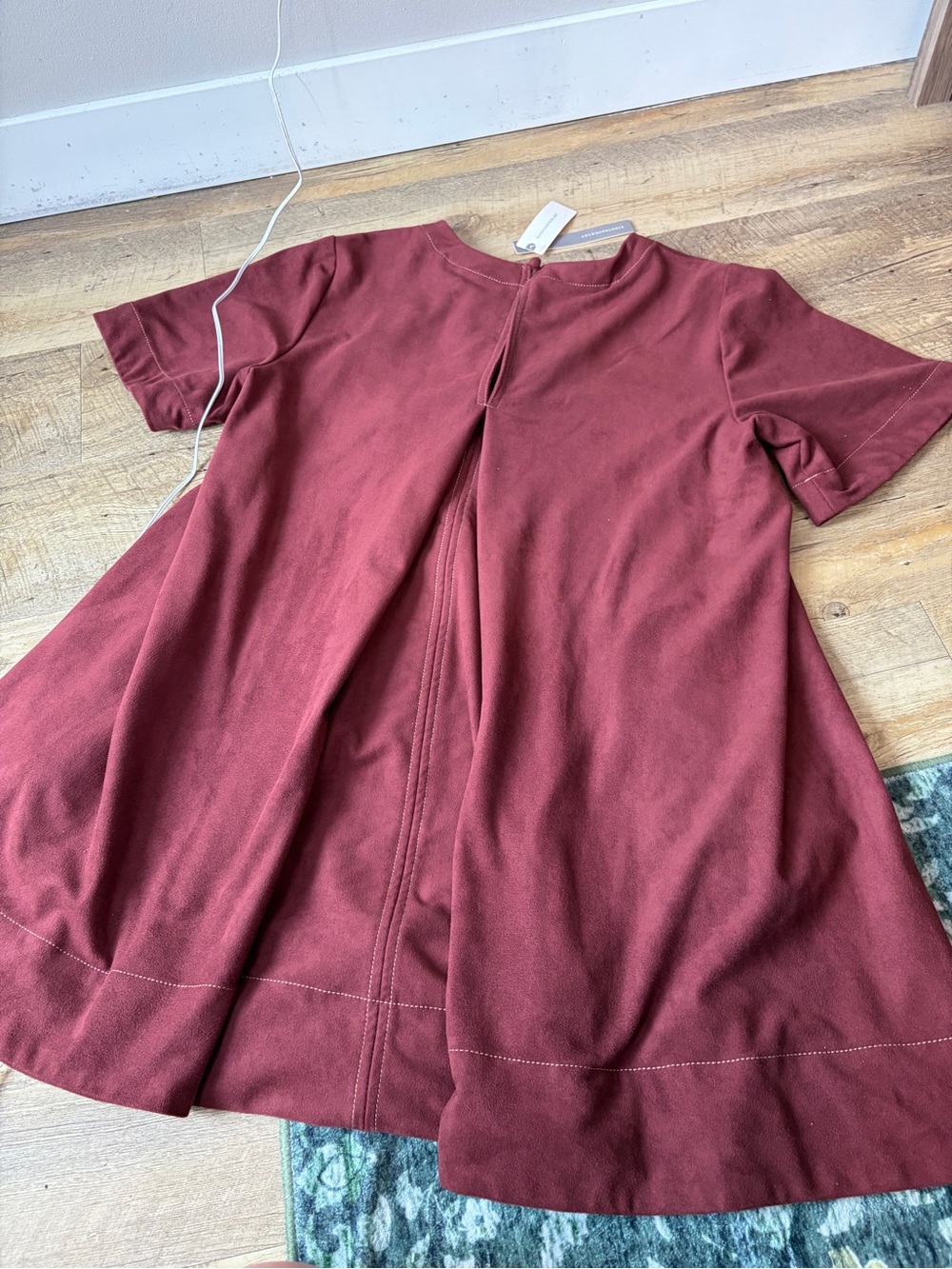 Maeve Anthropologie The Emmy Faux-Suede Short-Sleeve Mini Swing Dress - Picture 10 of 10